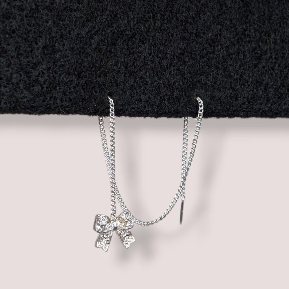 (2/$20) Rhinestone Bow Threader Earring (Single) - Picture 2 of 3